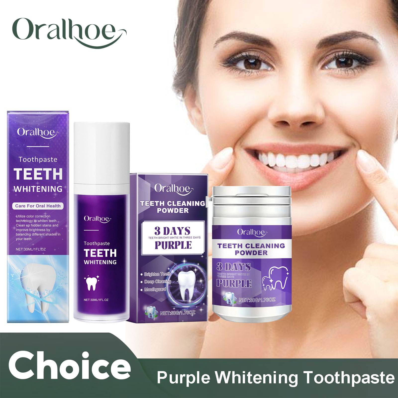 Teeth Whitening Vape - Correttore viola Dentifricio sbiancante Pulizia profonda