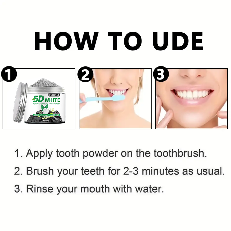 YUlTlKUE 5D Polvere dentifrici - Teeth Whitening Charcoal Powder recensione e prezzo